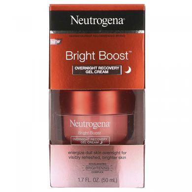 Night restorative gel-cream, Bright Boost, Overnight Recovery Gel Cream, Neutrogena, 50 ml