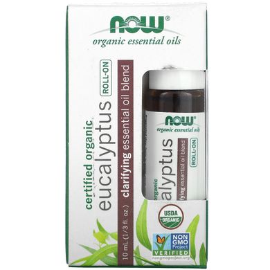 Олія евкаліпта кульковий аплікатор органік Now Foods (Certified Organic Eucalyptus Roll-On) 10 мл