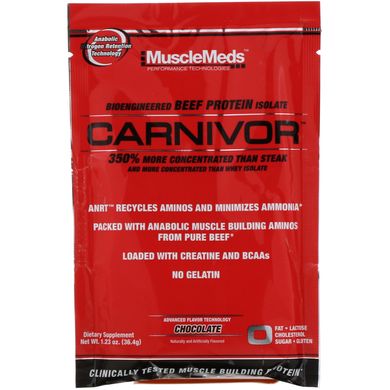 Carnivor, ізолят яловичого білка, шоколад, MuscleMeds, 36,4 г