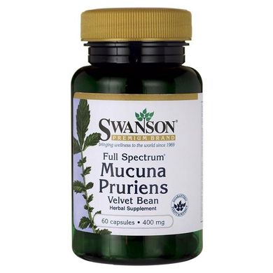Мукуна пекуча, Full Spectrum Mucuna Pruriens, Swanson, 400 мг, 60 капсул