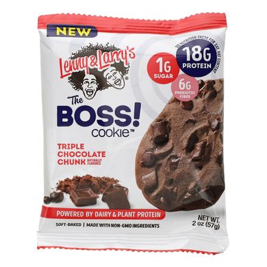 Lenny & Larry's, The BOSS Cookie, потрійний шматок шоколаду, 12 печива, 2 унції (57 г) кожне