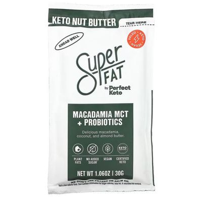 MCT макадамія та пробіотики кето-горіхова олія SuperFat (Keto Nut Butter Macadamia MCT + Probiotics) 30 г