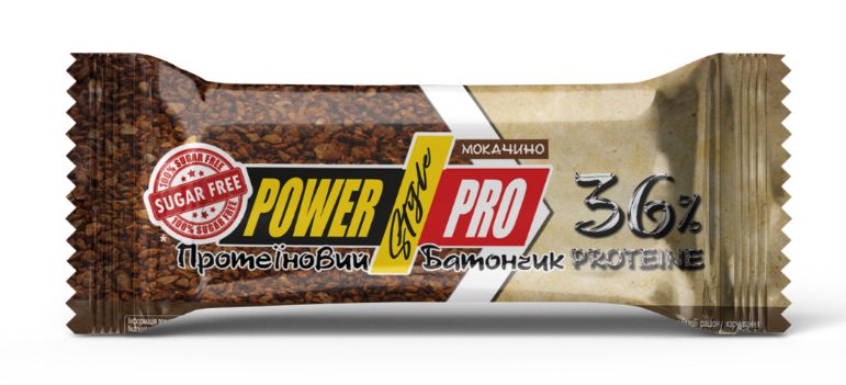Протеиновые батончики со вкусом мокачин Power Pro (Protein Bar 36%SUGAR FREE) 20 шт по 60 г купить в Киеве и Украине