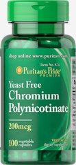 Пиколинат хрому без дріжджів, Chromium Polynicotinate Yeast Free, Puritan's Pride, 200 мг, 100 капсул