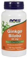 Гинкго Билоба Now Foods (Ginkgo Biloba) 60 мг 120 капсул купить в Киеве и Украине