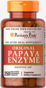 Фермент папайи, Papaya Enzyme, Puritan's Pride, 250 жевательных купить в Киеве и Украине