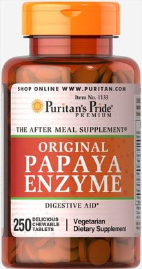 Фермент папайи, Papaya Enzyme, Puritan's Pride, 250 жевательных купить в Киеве и Украине