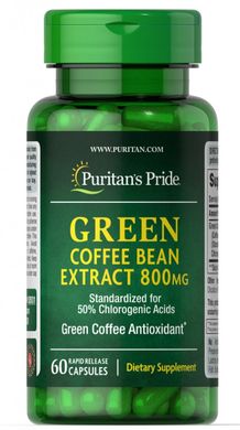 Екстракт зеленої кави у зернах Puritan's Pride (Green Coffee Bean Extract) 800 мг 60 капсул