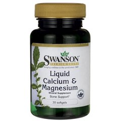 Рідкий кальцій і магній, Liquid Calcium,Magnesium, Swanson, 30 капсул