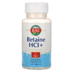 Бетаин HCl +, Betaine HCl+, KAL, 100 таблеток купить в Киеве и Украине