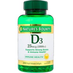Вітамін Д3 Nature's Bounty (Vitamin D3) 25 мкг 1000 МО 250 капсул