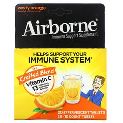 AirBorne, Добавка для підтримки імунітету, пікантний апельсин, 2 тюбики, 10 шипучих таблеток у кожній