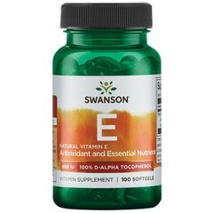 Витамин Е - Натуральный, Vitamin E - Natural, Swanson, 400 МЕ, 100 капсул купить в Киеве и Украине