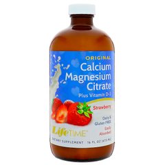 Цитрат кальцію і магнію, Полуниця, LifeTime Vitamins, 16 р унц (473 мл)