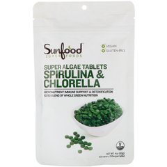 Спіруліна і хлорела, суперводорослі, Spirulina,Chlorella, Super Algae таблеток, Sunfood, 250 мг, 456 таблеток