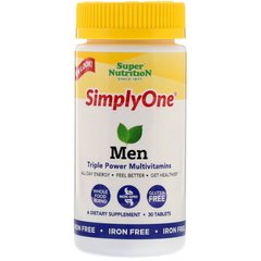 Мультивитамины для мужчин без железа Super Nutrition (Men Triple Power Multivitamin) 30 таблеток купить в Киеве и Украине