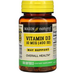 Вітамін Д3 Mason Natural (Vitamin D3) 400 МО 100 гелевих капсул