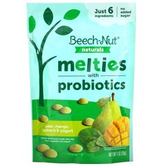 Beech-Nut, Naturals, розплави з пробіотиками, стадія 3, груша, манго, шпинат та йогурт, 1 унція (28 г)