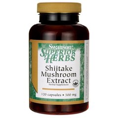 Экстракт гриба шиитаке (4:1), Shiitake Mushroom Extract (4:1), Swanson, 500 мг, 120 капсул купить в Киеве и Украине