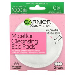 Garnier, SkinActive, Міцелярні очищувальні еко-серветки, 3 шт. В упаковці