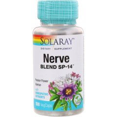 Підтримка нервової системи, суміш трав, Nerve Blend SP-14, Solaray, 100 вегетаріанських капсул