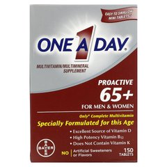 One-A-Day, Proactive 65+, мультивітамінна / мультимінеральна добавка, для чоловіків та жінок, 150 таблеток
