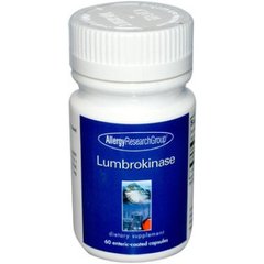 Ламброкіназа, Lumbrokinase, Allergy Research Group, 60 капсул