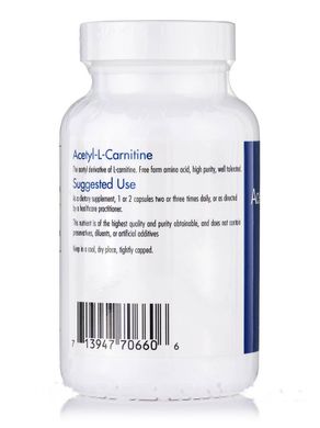 Ацетил-L-карнитин, Acetyl-L-Carnitine, Allergy Research Group, 500 мг, 100 вегетарианских капсул купить в Киеве и Украине