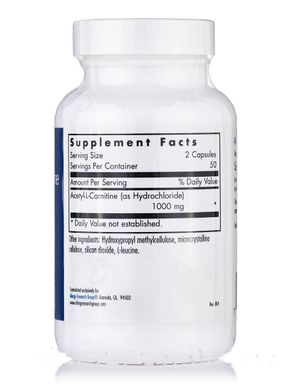 Ацетил-L-карнітин, Acetyl-L-Carnitine, Allergy Research Group, 500 мг, 100 вегетаріанських капсул