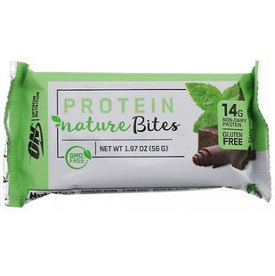 Протеїнові батончики, шоколадна м'ята, Protein Nature Bites, Optimum Nutrition, 9 шт по 56 г (1,97 унції) кожен