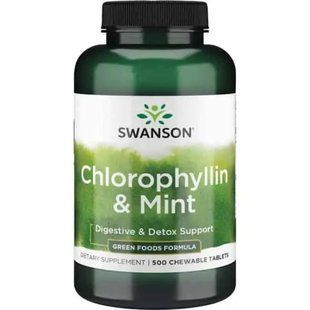 Хлорофілін і м'ята, Chlorophyllin,Mint, Swanson, 500 таблеток