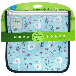 Green Sprouts, Многоразовые изолированные пакеты для сэндвичей, от 6 месяцев, Aqua Swan, 2 упаковки купить в Киеве и Украине