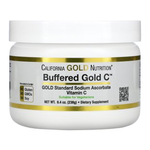 Забуференный витамин C некислый аскорбат натрия California Gold Nutrition (Buffered Gold C Non-Acidic Vitamin C Powder Sodium Ascorbate) 238 г купить в Киеве и Украине