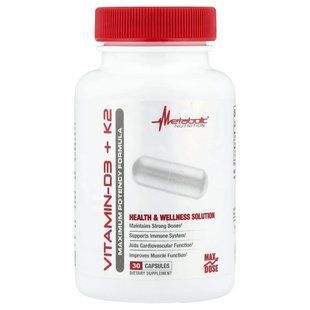 Metabolic Nutrition, Vitamin D3 + K2, 30 Capsules