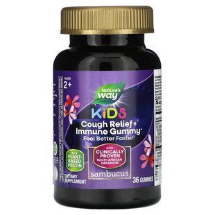Natures Way, Sambucus Remedy, Immune Support, For Children, From 2 Years, Elderberry + South African Geranium, 36 Chewable Gummies.