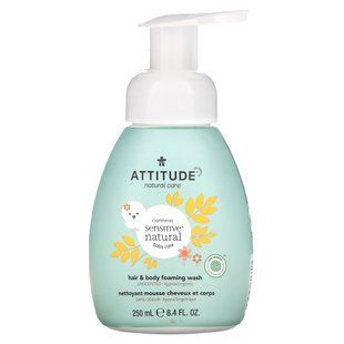 For Child, 2-in-1, Natural Foaming Hair and Body Wash, Odorless, ATTITUDE, 8.4 fluid ounces (250 ml)