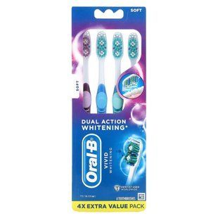 Oral-B, Vivid Whitening, Soft, 4 Toothbrushes купить в Киеве и Украине