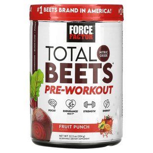 Force Factor, Total Beets&reg;, Pre-Workout, Fruit Punch, 12.5 oz (354 g) купить в Киеве и Украине
