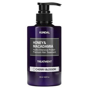 Уход за волосами, средство для лечения, вишня, Honey & Macadamia, Kundal, 500 мл купить в Киеве и Украине