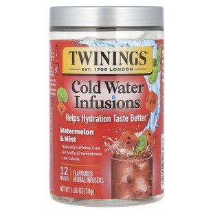 Twinings, Cold Infuse, ароматизированный усилитель холодной воды, арбуз и мята, 12 инфузоров, 1,06 унции (30 г) купить в Киеве и Украине
