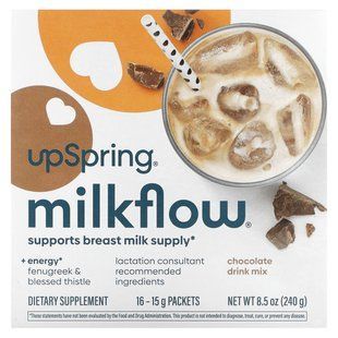 UpSpring, Milkflow, суміш для приготування напою, шоколад, 16&nbsp;пакетиків по 15&nbsp;г