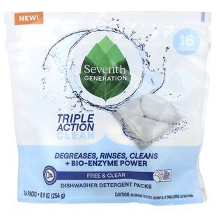 Seventh Generation, Dishwasher Detergent Packs, Free & Clear, 16 Packs, 8.9 oz (254 g) купить в Киеве и Украине