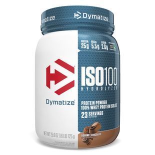 ISO100 hydrolyzed, 100%-whey protein isolate, elite chocolate flavor, Dymatize Nutrition, 725 g