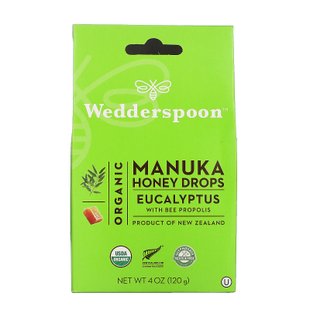 Органические Манука Мед капли, эвкалипт с прополисом, Wedderspoon, 4 унции (120 г) купить в Киеве и Украине