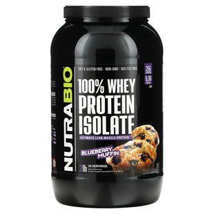100% Isolate of Whey Protein, Blueberry Muffin, NutraBio Labs, 907 g