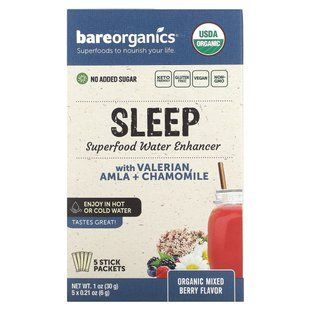 BareOrganics, Superfood, Superfood, покращувач водного балансу для сну, суміш органічних ягід, 5 пакетиків-стіків по 6 г (0,21 унції)
