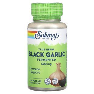 Solaray, True Herbs, чорний часник, ферментований, 500 мг, 50 капсул VegCap