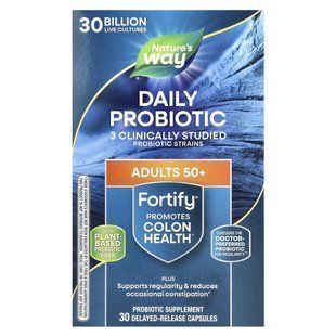 Nature's Way, Fortify, Пробіотики для віку 50+ пребіотики, Щоденний догляд, 30 мільярдів, 30 овочів з відстроченим вивільненням. Капсули