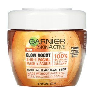 Garnier, SkinActive, маска для обличчя 2 в 1 з ефектом сяйва та скраб, 6,76 рідких унцій (200 мл)