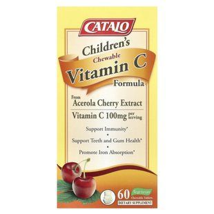 Catalo Naturals, Vitamin C formula for children, 50 mg, 60 vegetarian chewable tablets.